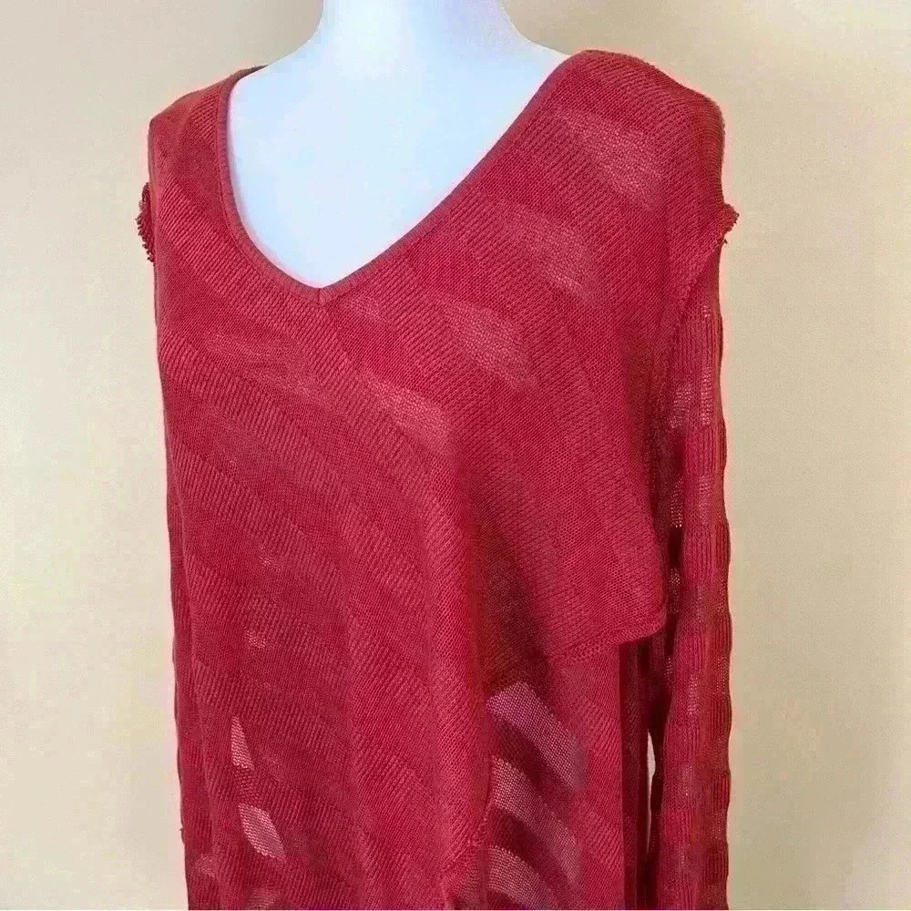 We The Free Orange Stripe V-Neck Boho Long Sleeve Sheer Wrap Style Dress Size S - Picture 3 of 14